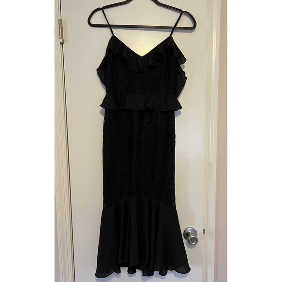 Lulu’s XS Romance Dance Floral Lace Embroidered Off Shoulder Midi Ruffle Dress - Picture 3 of 11